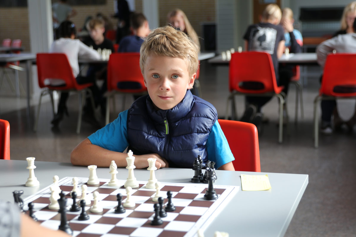 Morris Lander var eneste fra indskolingen. Han har spillet seriøst de sidste par måneder og synes det er spændende. skoleskak-gåsetårnskolen-iselingen--Morris-Lander-IMG_8104