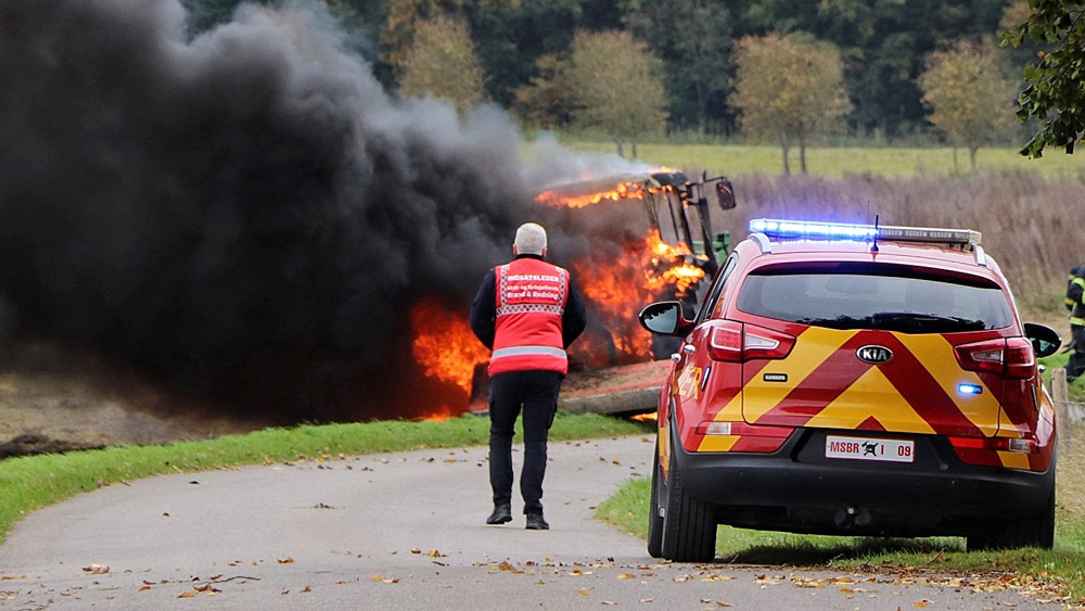 Brand i traktor ved Øster Egesborg